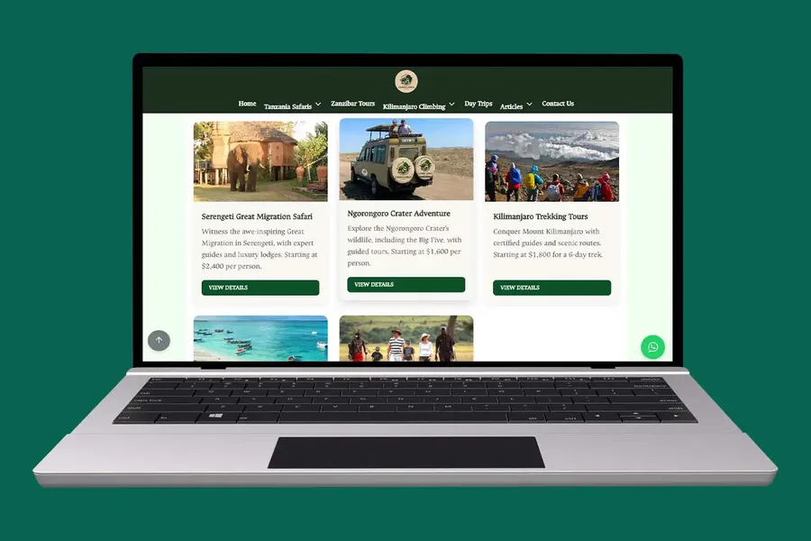 Tourism Website Professional Tourism Website for safari and hotel booking in Tanzania by Waridi Tech
